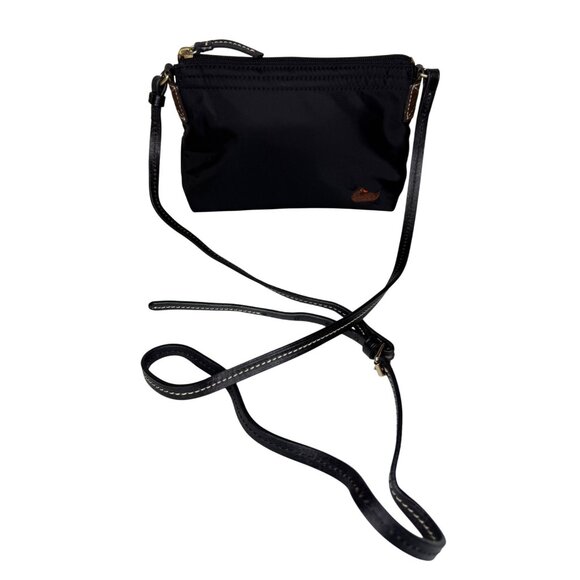 Vintage Dooney and Bourke Black Nylon Crossbody Pouchette Bag with Neon Pink Lin - Picture 2 of 7